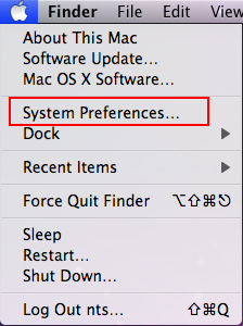 Apple menu with System Preferences option