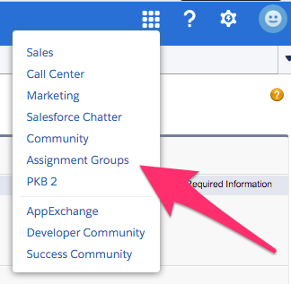The location of Assignment Groups in the App Menu