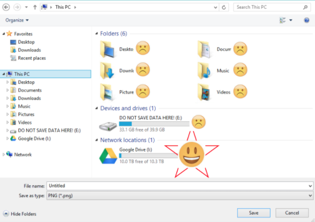 a pc drive showing the google drive icon highlighted