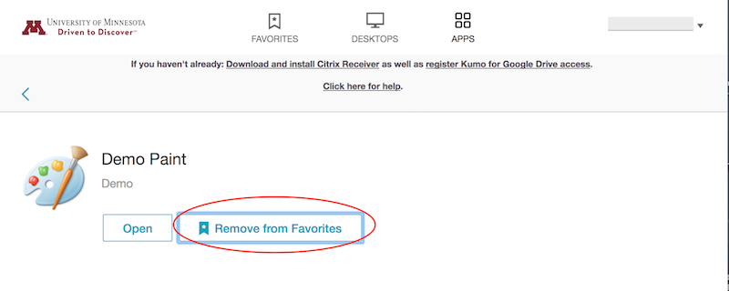 appstogo remove from favorites selected