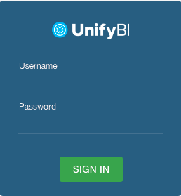 the unify bi login window with username, password and sign in