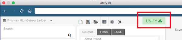 the unify workspace with the UNIFY button highlighted in the top right.