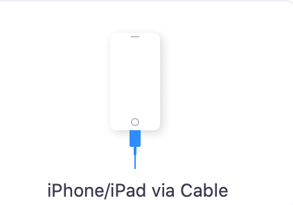 Image of iPhone/iPad via Cable button