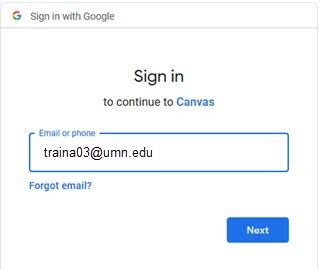 Sign in to continue to Canvas dialog box
