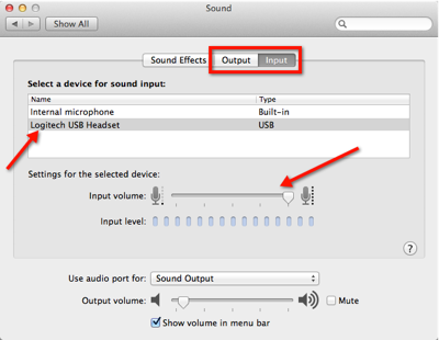 Apple System Preferences window with Sound Output and Input highlighted