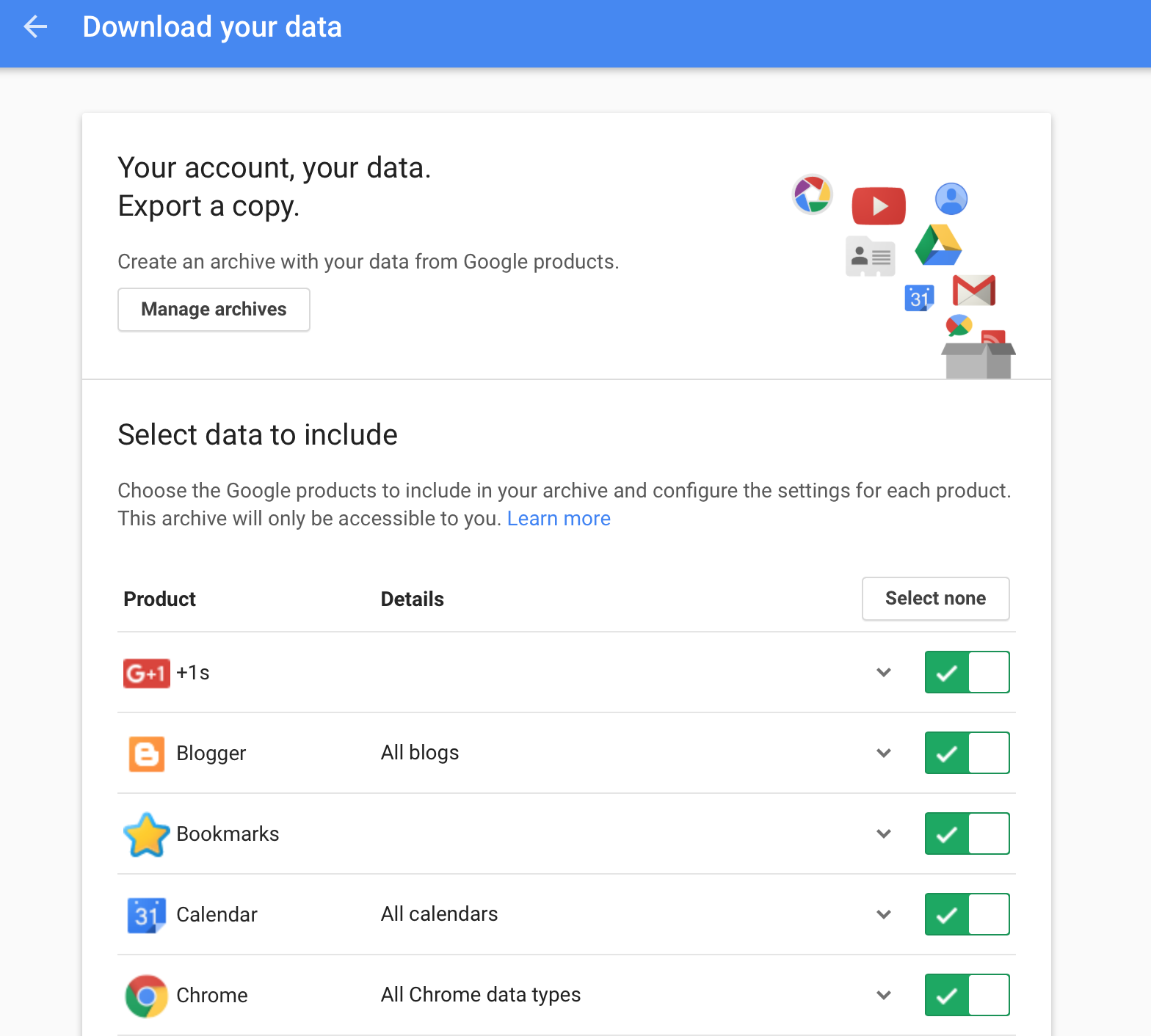 google apps exporting your google