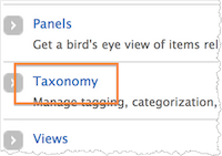 Screenshot of the Taxonomy link on the Structure page.