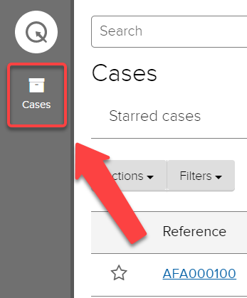 Jadu CXM Cases icon highlighted in the left menu bar
