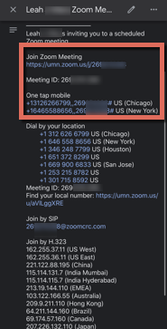 Zoom meeting details on cell phone in google calendar. join options highlighted.